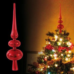 Kerstboom piek rood onbreekbaar 30cm