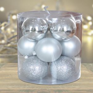 Kerstballen zilver onbreekbaar 7cm