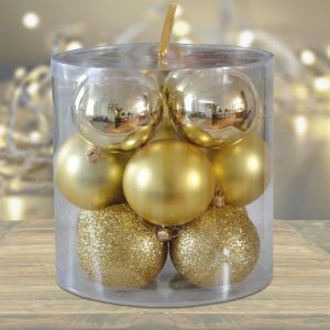 Kerstballen goudkleurig onbreekbaar 7cm