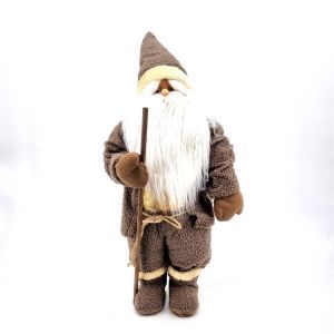 Kerstman Taupe met Wandelstock 80 cm