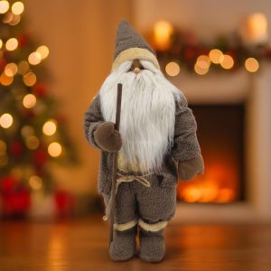 Kerstman Taupe met Wandelstock 80 cm